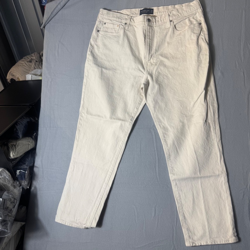 Abercrombie & Fitch Athletic Loose Vintage Stretch Ecru Jeans 38x32 131D0274 Men